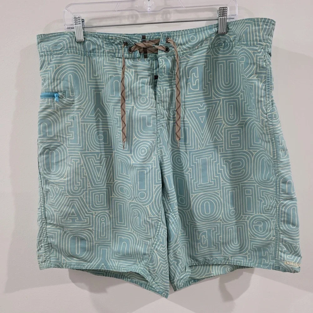 Patagonia Wavefairer Mens Board Shorts Size 38 Blue‎ Summer Beach Swim